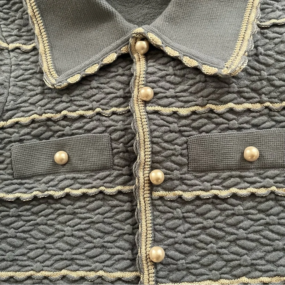 SOLD BNWT Sandro Infinity Cropped Cardigan Blue XS MSRP $295 - Picture 8 of 15